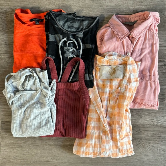 Womens (6) BUNDLE Tanks Shirts T Shirt Spring Casual Basics Camo Gingham small - Picture 2 of 8